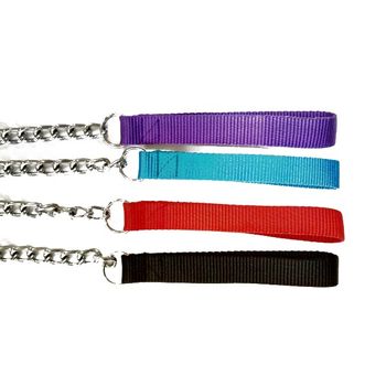 Correa Para Perros Cadena De 4mm Con Mango De Nylon - Color - Azul