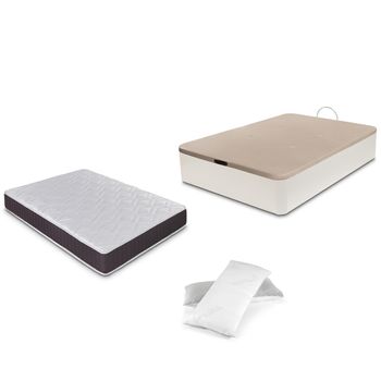 Colchón Flex Metrópoli Visco 135x200 + Canapé Abatible Madera Blanco + 2  Almohadas con Ofertas en Carrefour