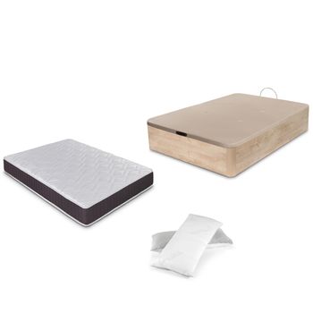 Pack Canapé Abatible + Colchón Viscoelástico Brisa + Almohada Visco Copos De Regalo 150x190 Cm Dormidán Roble