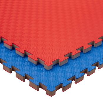Jowy 2 Piezas (2m² ) Tatami Puzzle Con Más Densidad Para Gimnasio Artes Marciales Judo | Suelo Tatami Profesional 25mm Colores Rojo/azul  Reversible