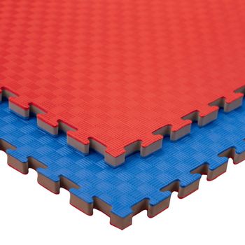 Jowy 6 Piezas (6m² ) Tatami Puzzle Con Más Densidad Para Gimnasio Artes Marciales Judo | Suelo Tatami Profesional 25mm Colores Rojo/azul  Reversible