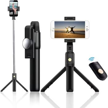 Palo De Selfie Inalámbrico Con Bluetooth Y Espejo, Selfie Stick 4 En 1 Para Móvil De 70 Cm