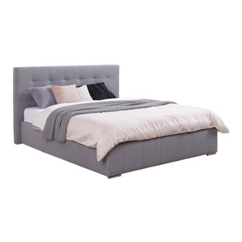 Cama Florence 100, Doble, Gris, Tapiz, Somieres, 178x216x105cm