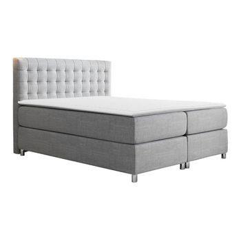 Cama Continental Baltimore 117, Doble, Gris, Tapiz, Somieres, 180x215x120cm