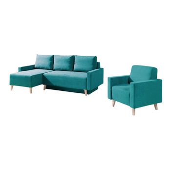 Conjunto De Muebles Tapizado Providence D105, Función De Descanso, Turquesa, Tapiz