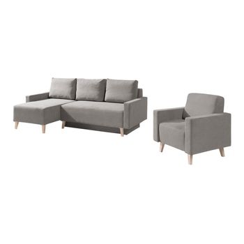 Conjunto De Muebles Tapizado Providence D105, Función De Descanso, Gris, Tapiz