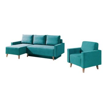 Conjunto De Muebles Tapizado Providence D105, Función De Descanso, Turquesa, Tapiz