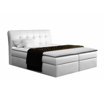 Cama Continental Baltimore 110, Doble, Blanco, Cuero Ecológico, Somieres, 160x217x123cm