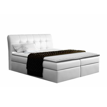 Cama Continental Baltimore 110, Individuales, Blanco, Cuero Ecológico, Somieres