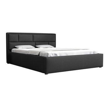 Cama Pomona 105, Doble, Negro, Tapiz, Somieres, 180x223x93cm