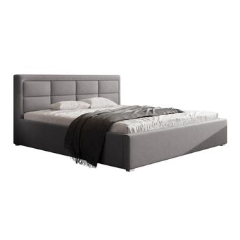 Cama Pomona 103, Doble, Gris, Tapiz, Somieres, 200x200x93cm