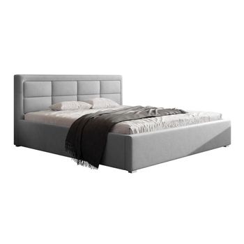 Cama Pomona 103, Doble, Gris, Tapiz, Somieres, 200x223x93cm