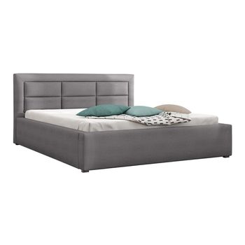 Cama Pomona 103, Doble, Gris, Tapiz, Somieres, 180x223x93cm