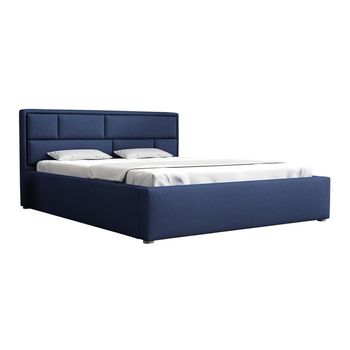 Cama Pomona 104, Doble, Azul, Tapiz, Somieres, 200x223x93cm