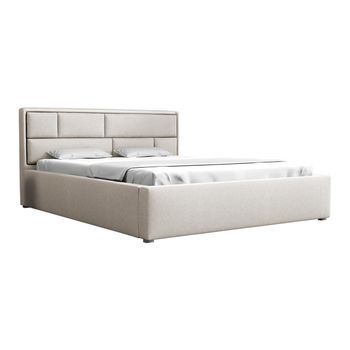 Cama Pomona 105, Doble, De Color Marrón Claro, Tapiz, Somieres, 160x223x93cm