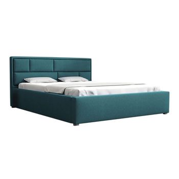 Cama Pomona 105, Doble, Turquesa, Tapiz, Somieres, 180x223x93cm