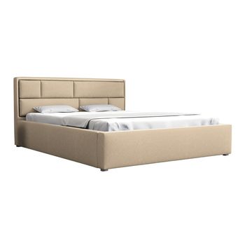 Cama Pomona 104, Doble, De Color Marrón Claro, Tapiz, Somieres, 180x223x93cm