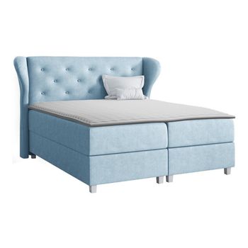 Cama Continental Baltimore 123, Individuales, Azul, Tapiz, Somieres, 144x212x120cm