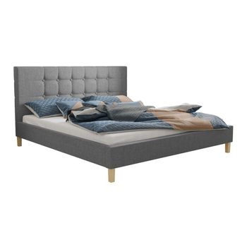 Cama Cleveland 110, Doble, Gris, Tapiz, Somieres, 167x215x100cm