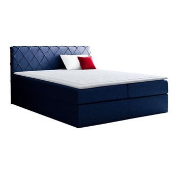 Cama Continental Baltimore 127, Individuales, Azul, Tapiz, Somieres, 126x208x103cm