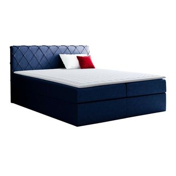 Cama Continental Baltimore 127, Doble, Azul, Tapiz, Somieres, 166x208x103cm