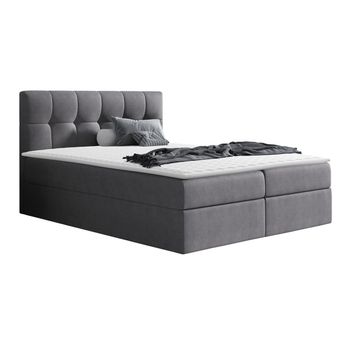 Cama Continental Baltimore 128, Individuales, Gris, Tapiz, Somieres, 126x208x103cm