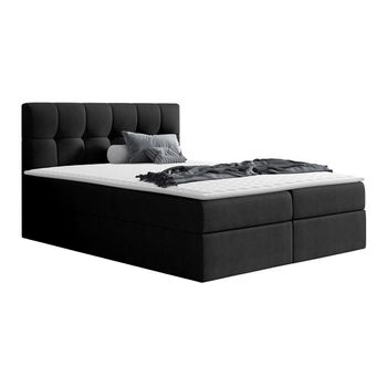 Cama Continental Baltimore 128, Individuales, Negro, Tapiz, Somieres, 126x208x103cm