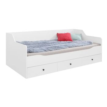 Cama Omaha L111, Individuales, Blanco, Aglomerado Laminado, Somieres, 94x204x75cm