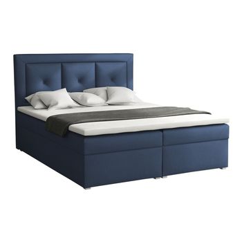 Cama Continental Pomona 113, Doble, Azul, Tapiz, Somieres, 160x215x115cm