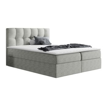 Cama Continental Baltimore 128, Individuales, Gris, Tapiz, Somieres, 126x208x103cm