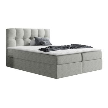 Cama Continental Baltimore 128, Doble, Gris, Tapiz, Somieres, 186x208x103cm