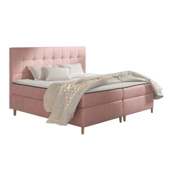 Cama Continental Baltimore 130, Individuales, Rosa, Tapiz, Somieres, 122x208x115cm