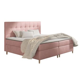 Cama Continental Baltimore 130, Doble, Rosa, Tapiz, Somieres, 142x208x115cm