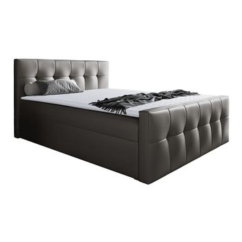 Cama Continental Baltimore 138, Individuales, Gris, Cuero Ecológico, Somieres