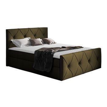 Cama Continental Baltimore 150, Individuales, Verde, Tapiz, Somieres, 127x216x103cm