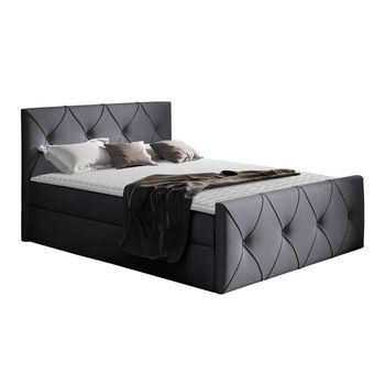 Cama Continental Baltimore 150, Individuales, Gris, Tapiz, Somieres, 127x216x103cm