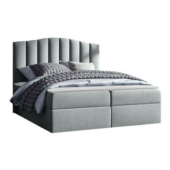 Cama Continental Baltimore 153, Doble, Gris, Tapiz, Somieres, 144x208x125cm