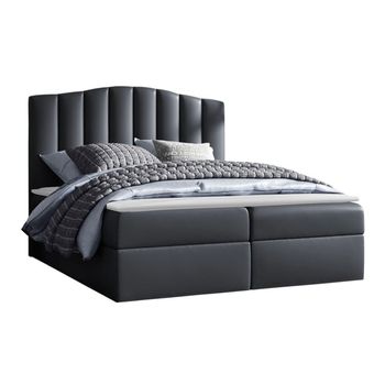 Cama Continental Baltimore 153, Individuales, Gris, Cuero Ecológico, Somieres