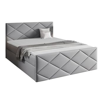 Cama Continental Baltimore 155, Individuales, Gris, Tapiz, Somieres, 124x213x103cm