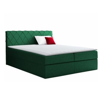 Cama Continental Baltimore 127, Doble, Verde, Tapiz, Somieres, 186x208x103cm