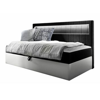 Cama Continental Baltimore 168, Individuales, Gris, Cuero Ecológico, Somieres