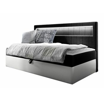 Cama Continental Baltimore 168, Individuales, Gris, Cuero Ecológico, Somieres