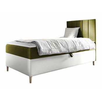 Cama Continental Baltimore 170, Individuales, Verde, Cuero Ecológico, Somieres