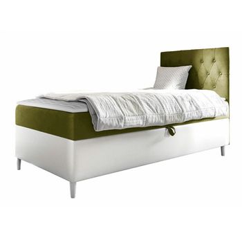 Cama Continental Baltimore 171, Individuales, Verde, Cuero Ecológico, Somieres