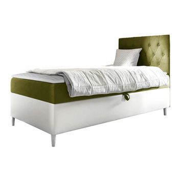 Cama Continental Baltimore 171, Individuales, Verde, Cuero Ecológico, Somieres