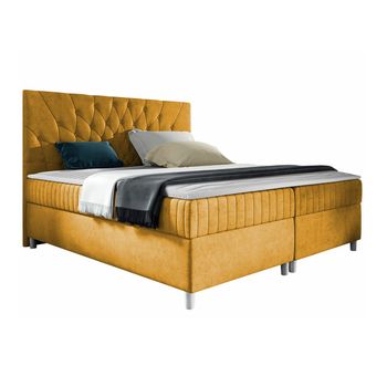 Cama Continental Baltimore 175, Doble, Amarillo, Tapiz, Somieres, 140x212x120cm