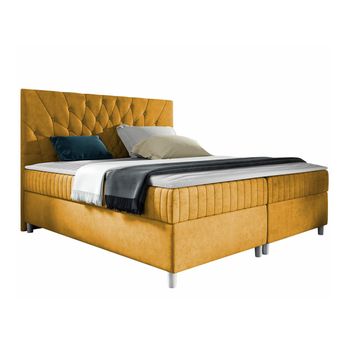 Cama Continental Baltimore 175, Doble, Amarillo, Tapiz, Somieres, 180x212x120cm