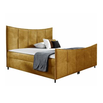 Cama Continental Baltimore 177, Individuales, Amarillo, Tapiz, Somieres, 120x213x130cm