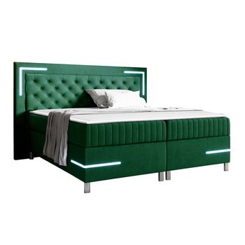 Cama Continental Baltimore 189, Individuales, Verde, Tapiz, Somieres, 152x211x120cm