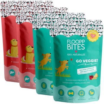 Snack Perro 100% Natural Flooppbites - Galleta Crujiente - Chuches Y Premios Perro - Hígado, Zanahorias, Queso, Lino